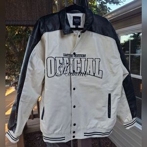BoohooMAN  Black and Cream White Varsity Jacket